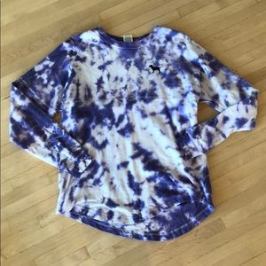 tie-dye purple victoria’s secret PINK crew neck